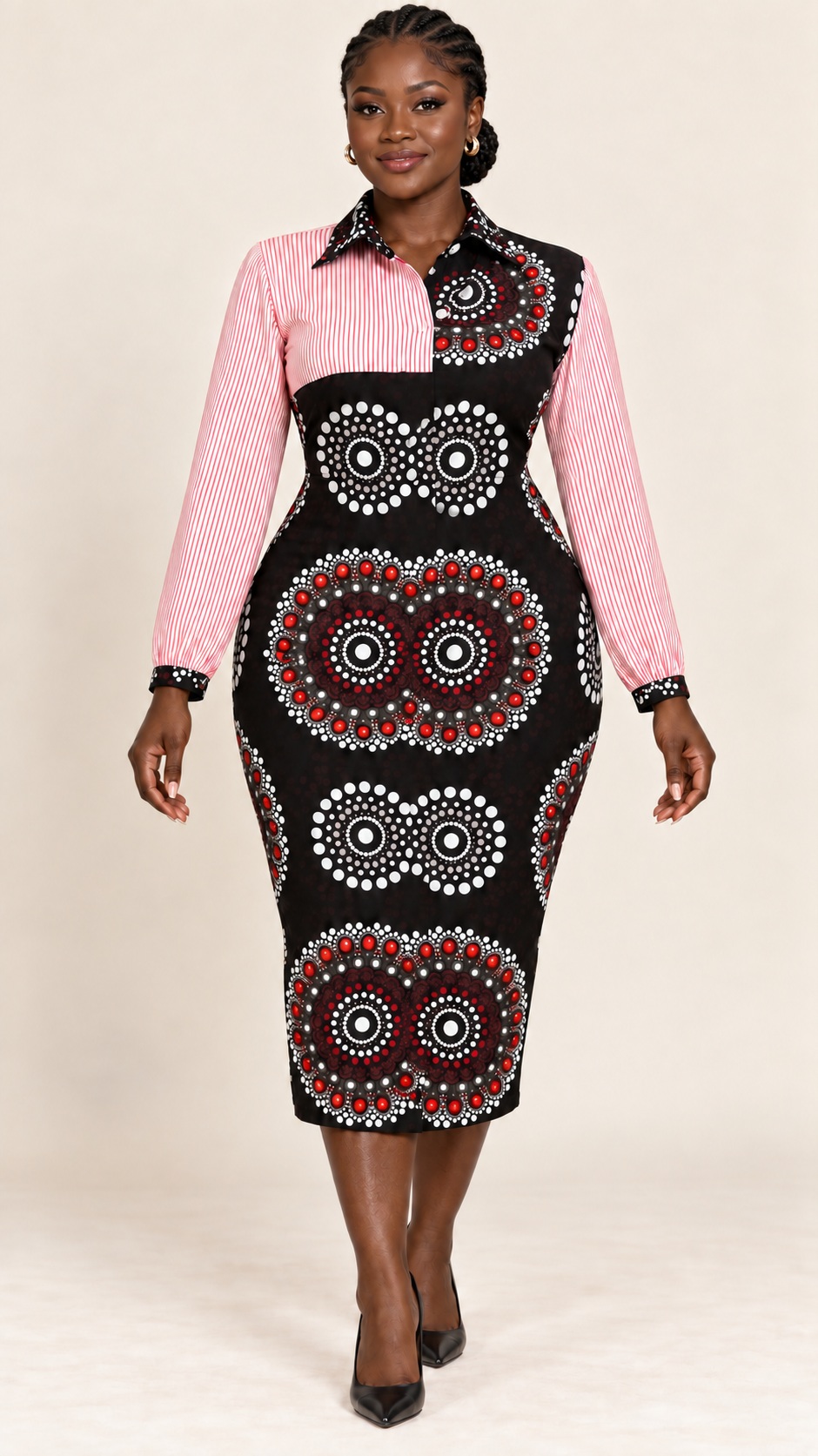 Pink Rosette Shirt Dress
