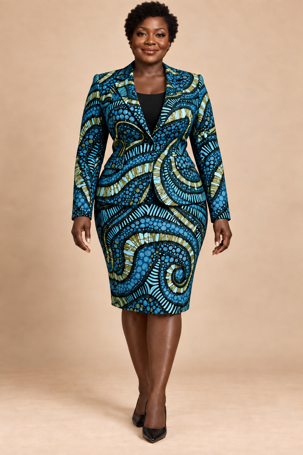 Teal Patterned Suit