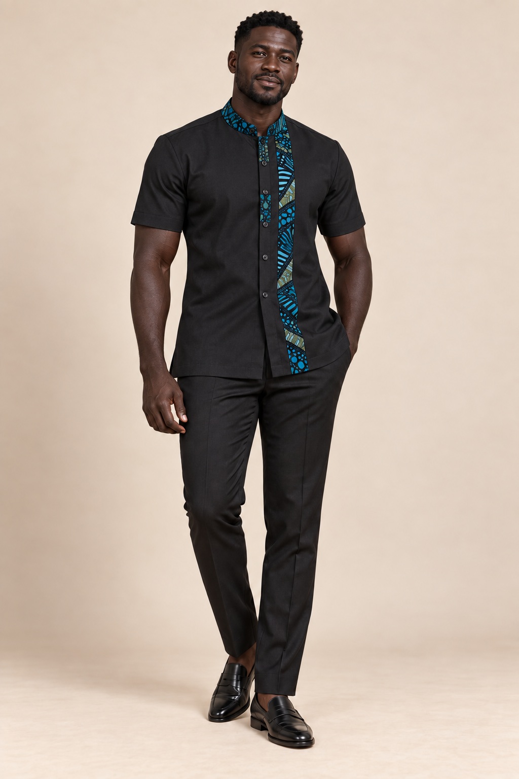Charcoal Kitenge Shirt